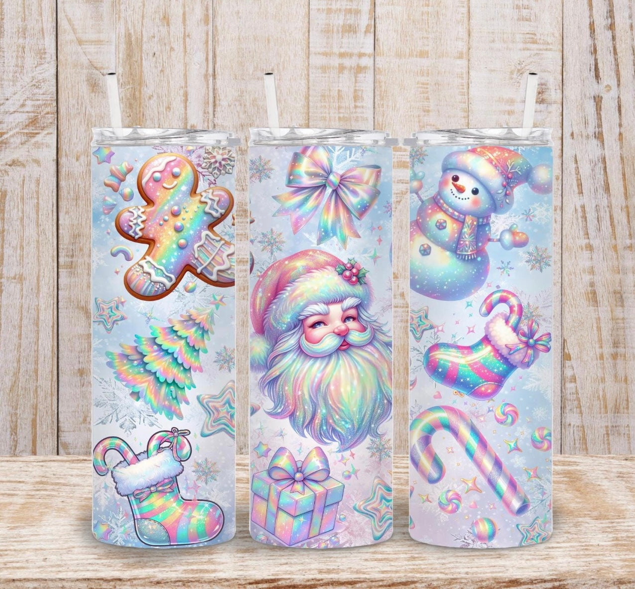 Irridescent Santa Design 20oz Tumbler