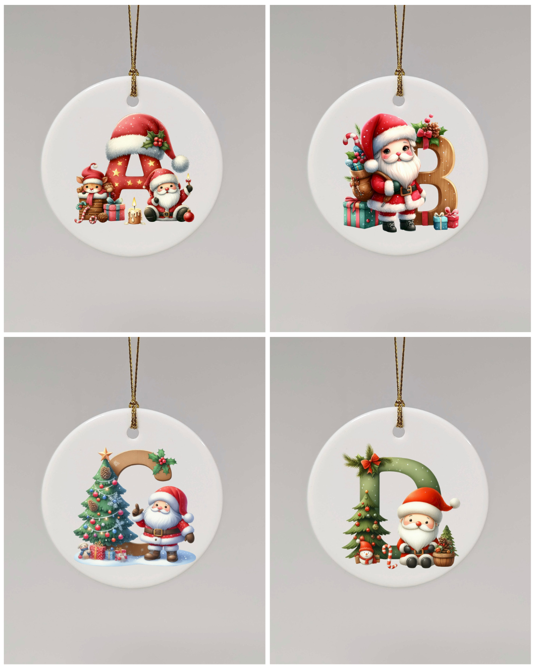 CHRISTMAS LETTER CERAMIC TREE ORNAMENT