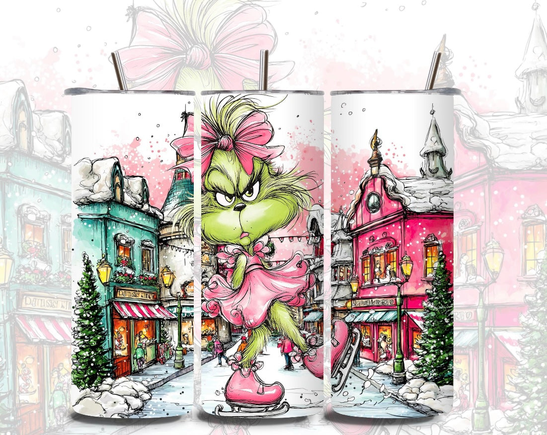 Girly Green Monster 20oz Tumbler - Design 5