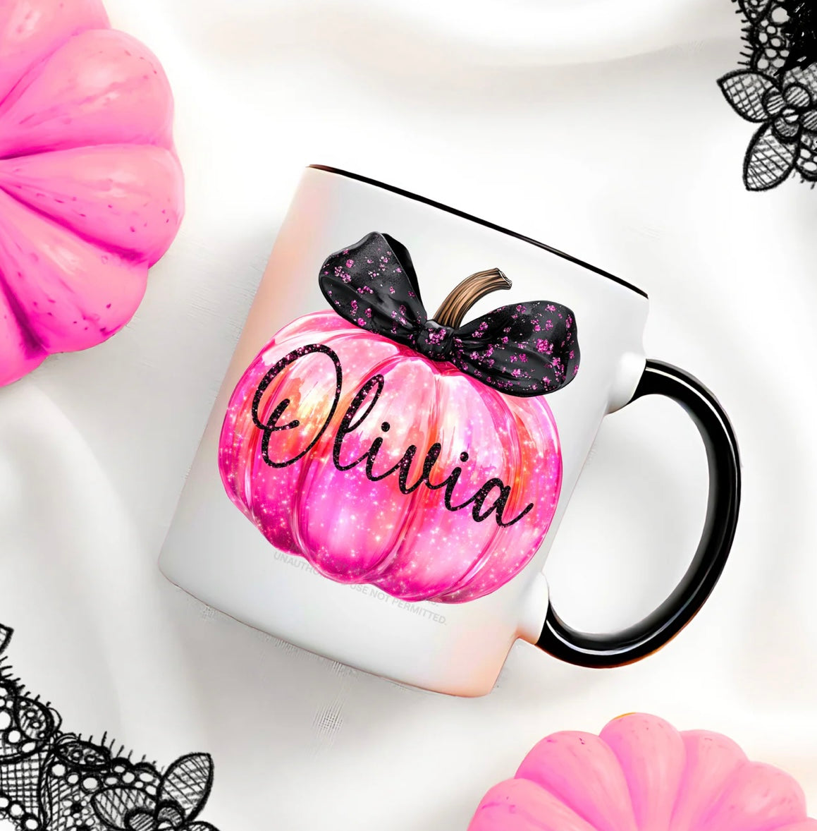 Pre Order - Custom Halloween Pumpkin Mug PINK (EARLY PRE ORDER PRICE)