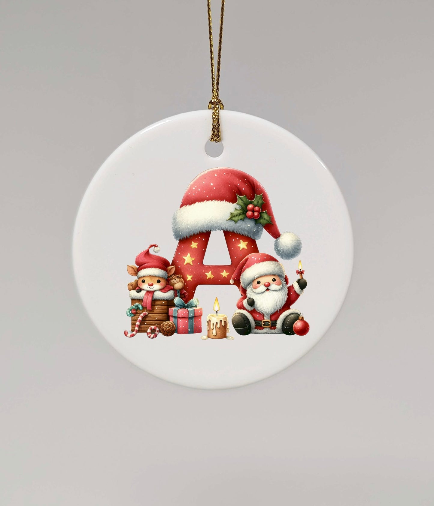 CHRISTMAS LETTER CERAMIC TREE ORNAMENT