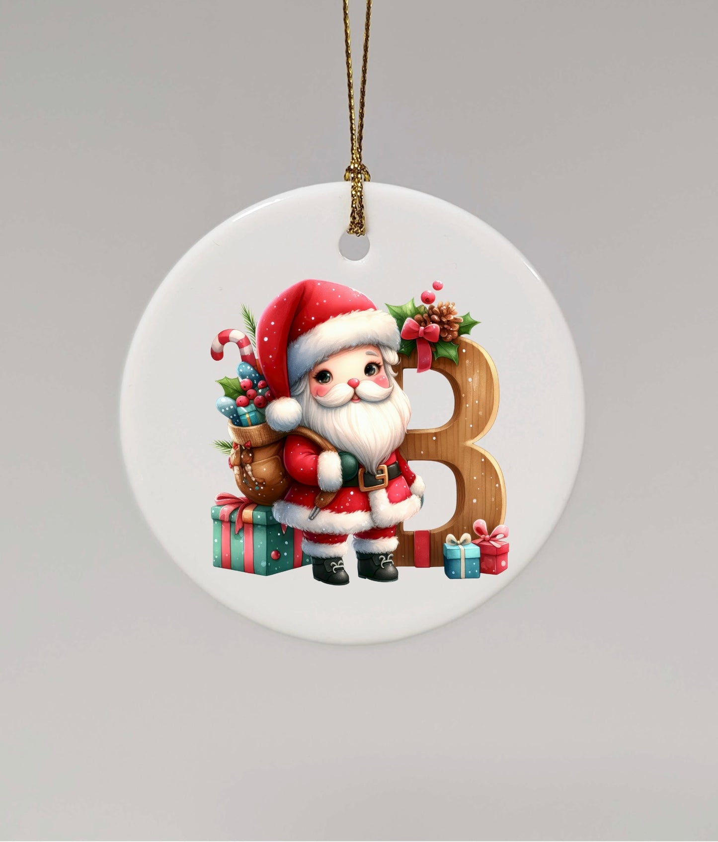 CHRISTMAS LETTER CERAMIC TREE ORNAMENT