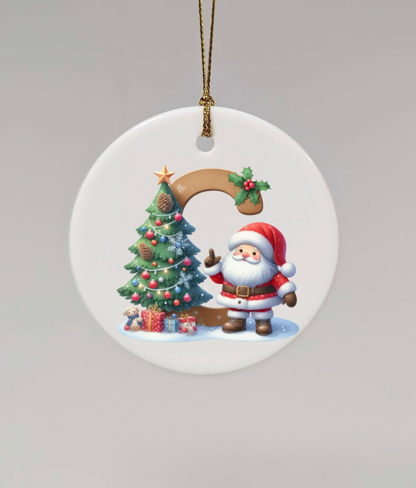 CHRISTMAS LETTER CERAMIC TREE ORNAMENT