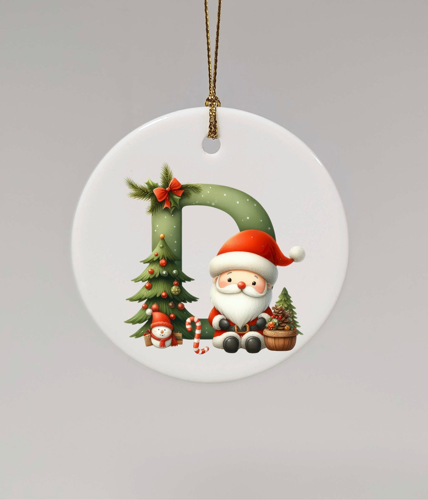 CHRISTMAS LETTER CERAMIC TREE ORNAMENT