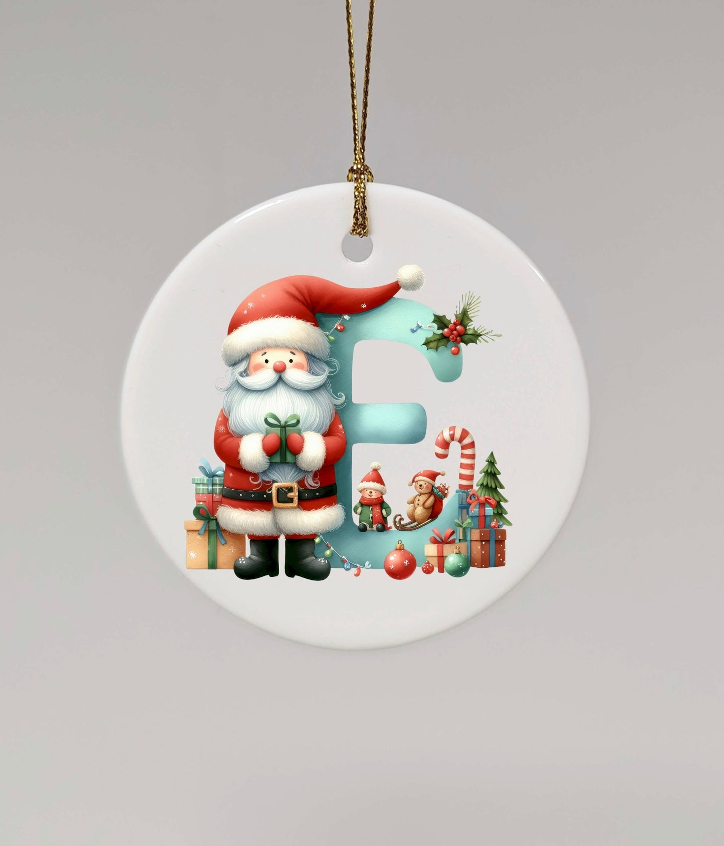 CHRISTMAS LETTER CERAMIC TREE ORNAMENT