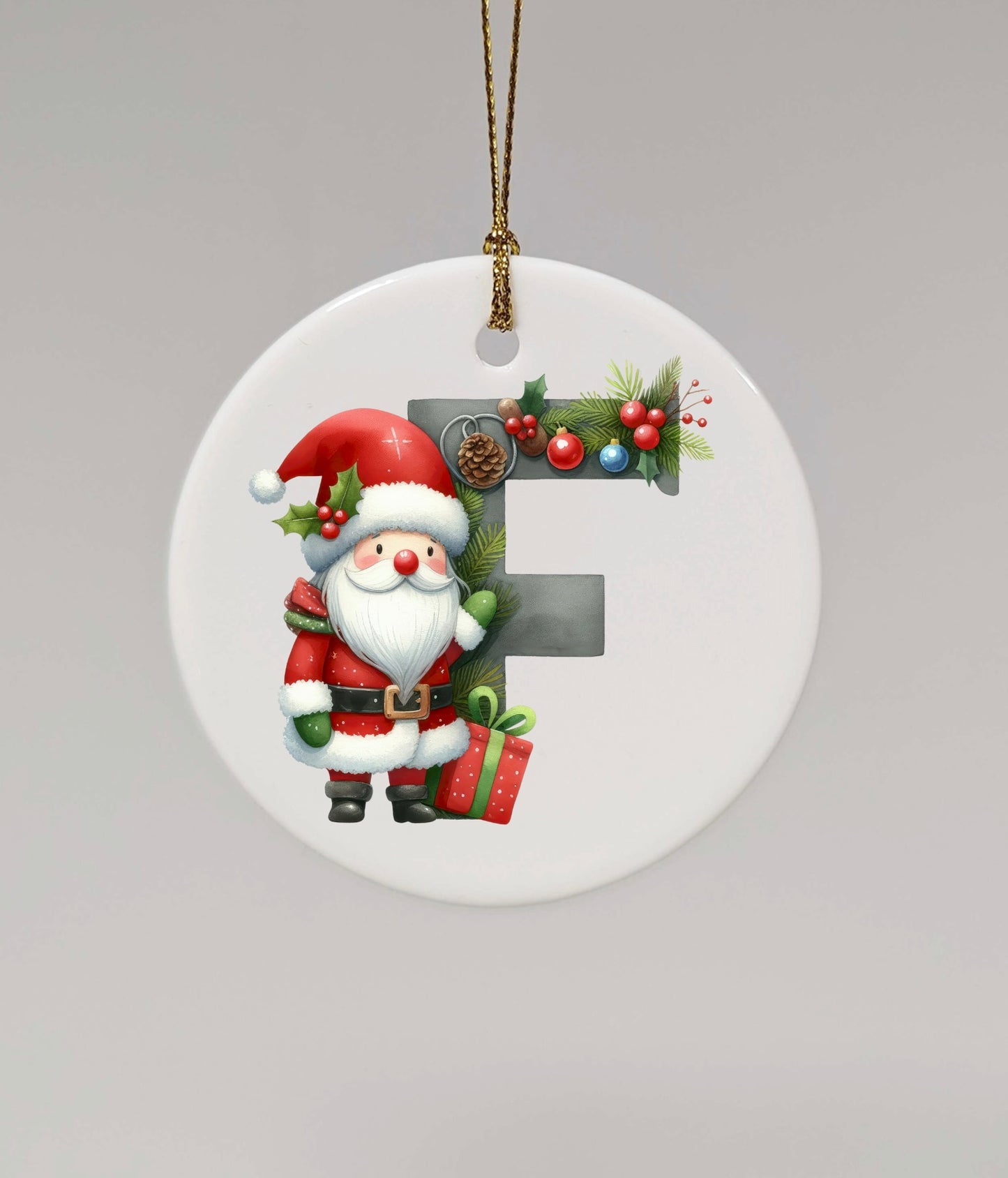 CHRISTMAS LETTER CERAMIC TREE ORNAMENT