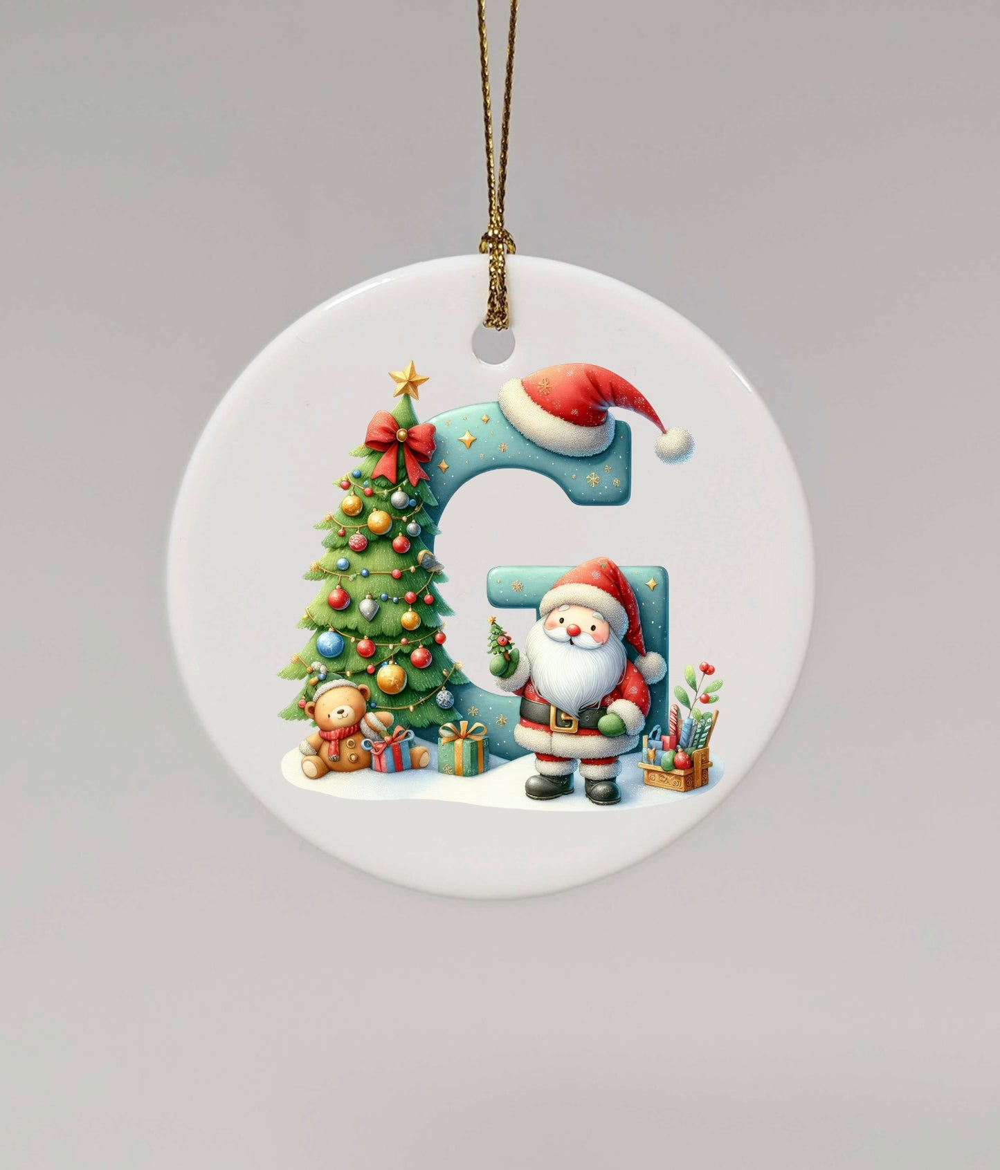 CHRISTMAS LETTER CERAMIC TREE ORNAMENT