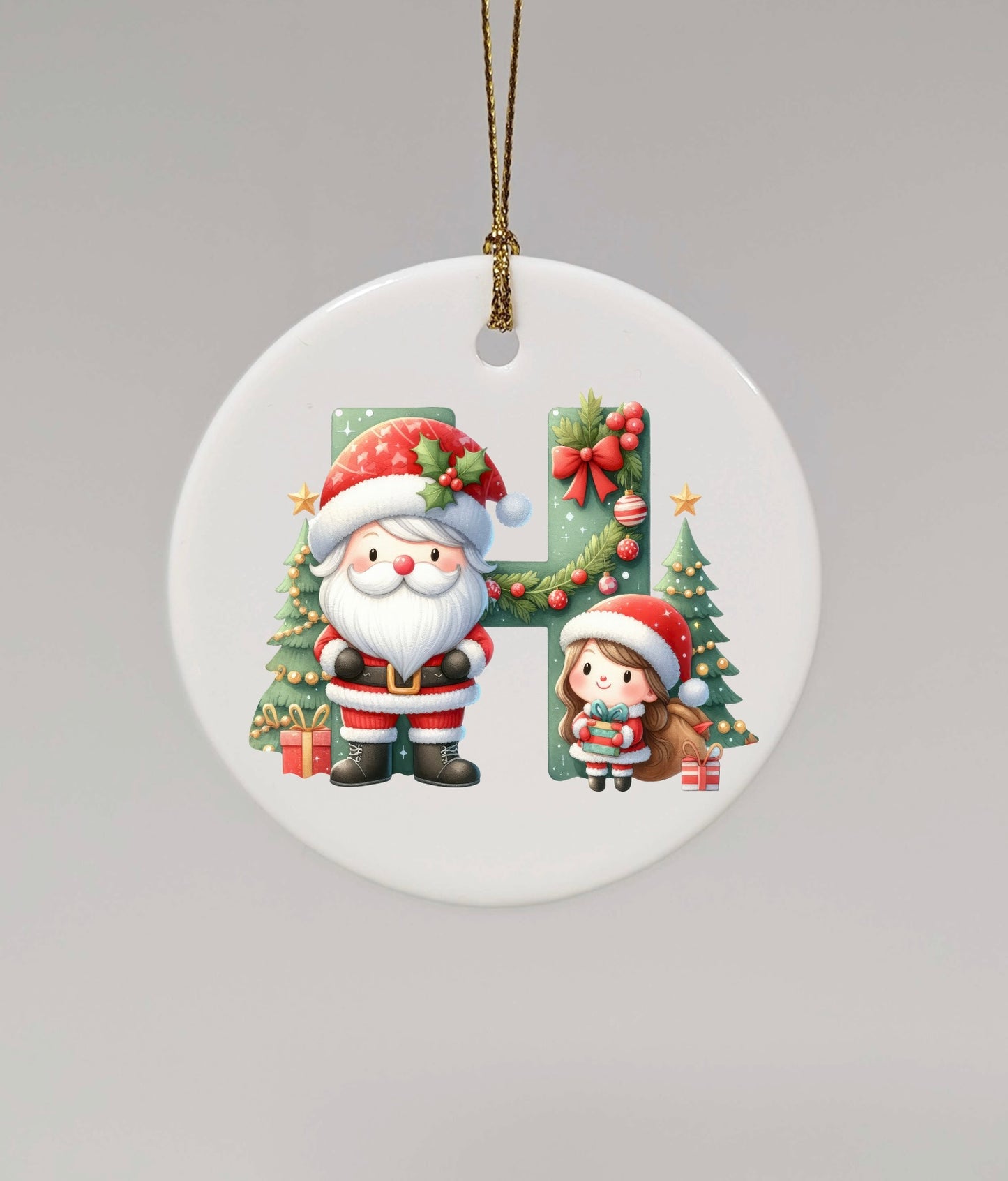 CHRISTMAS LETTER CERAMIC TREE ORNAMENT