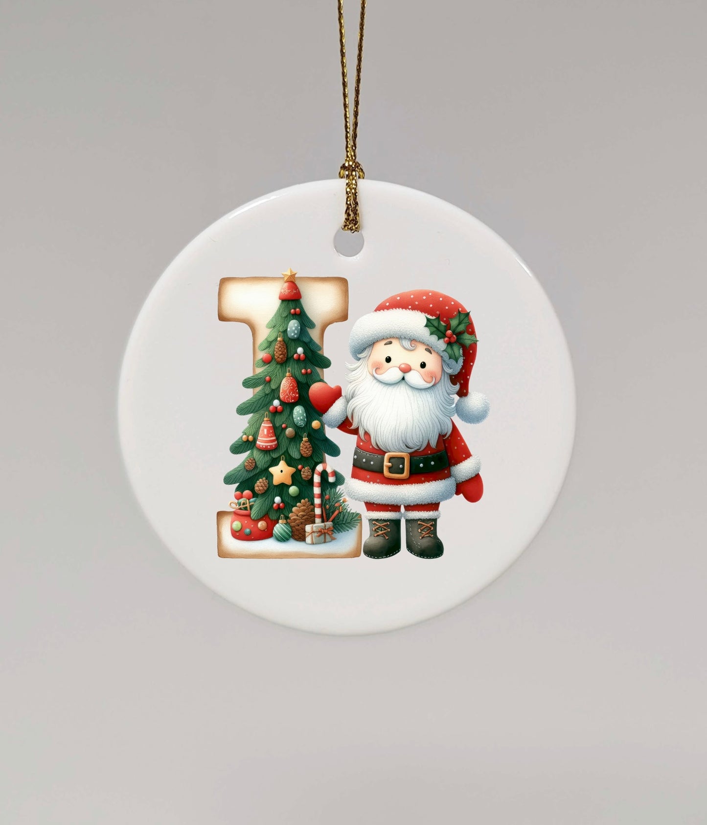 CHRISTMAS LETTER CERAMIC TREE ORNAMENT