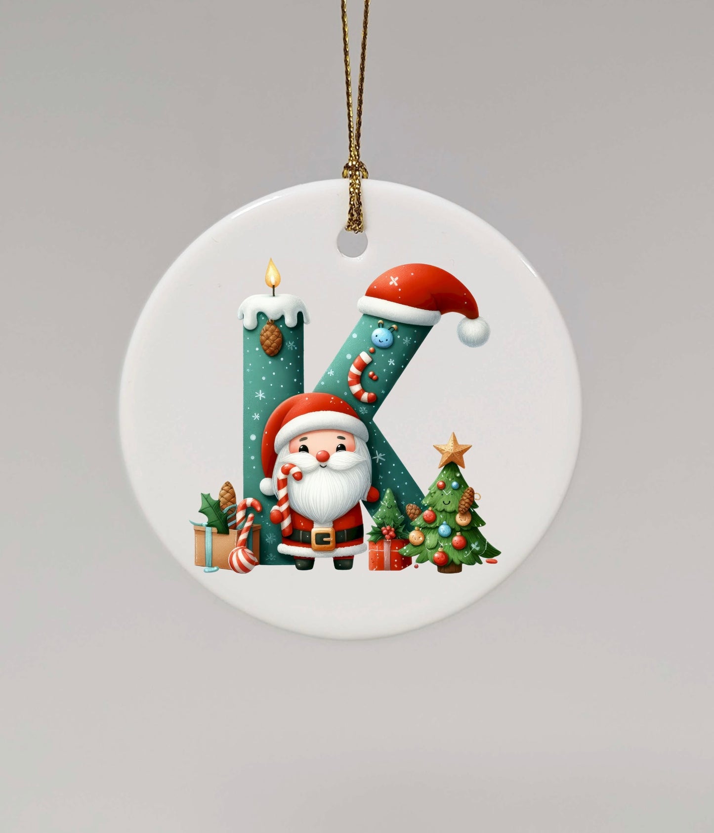 CHRISTMAS LETTER CERAMIC TREE ORNAMENT