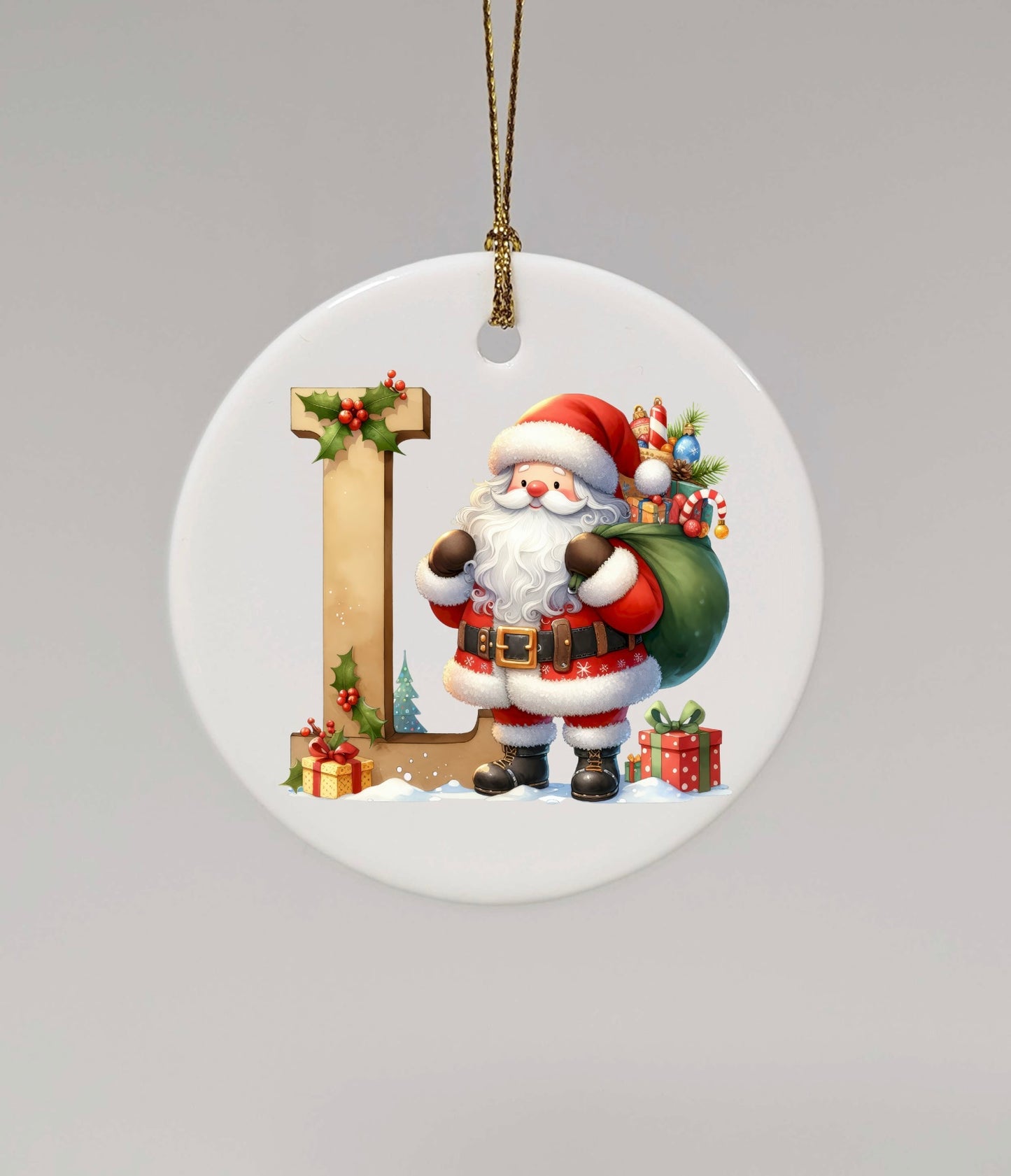 CHRISTMAS LETTER CERAMIC TREE ORNAMENT