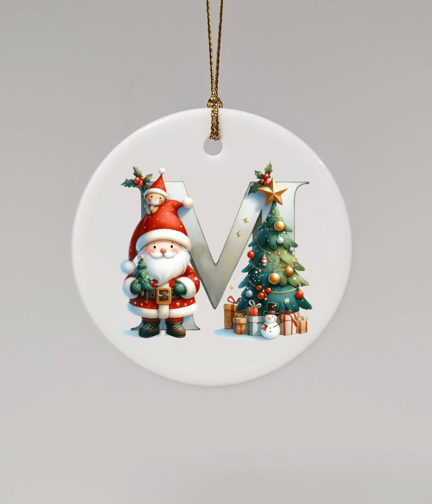 CHRISTMAS LETTER CERAMIC TREE ORNAMENT