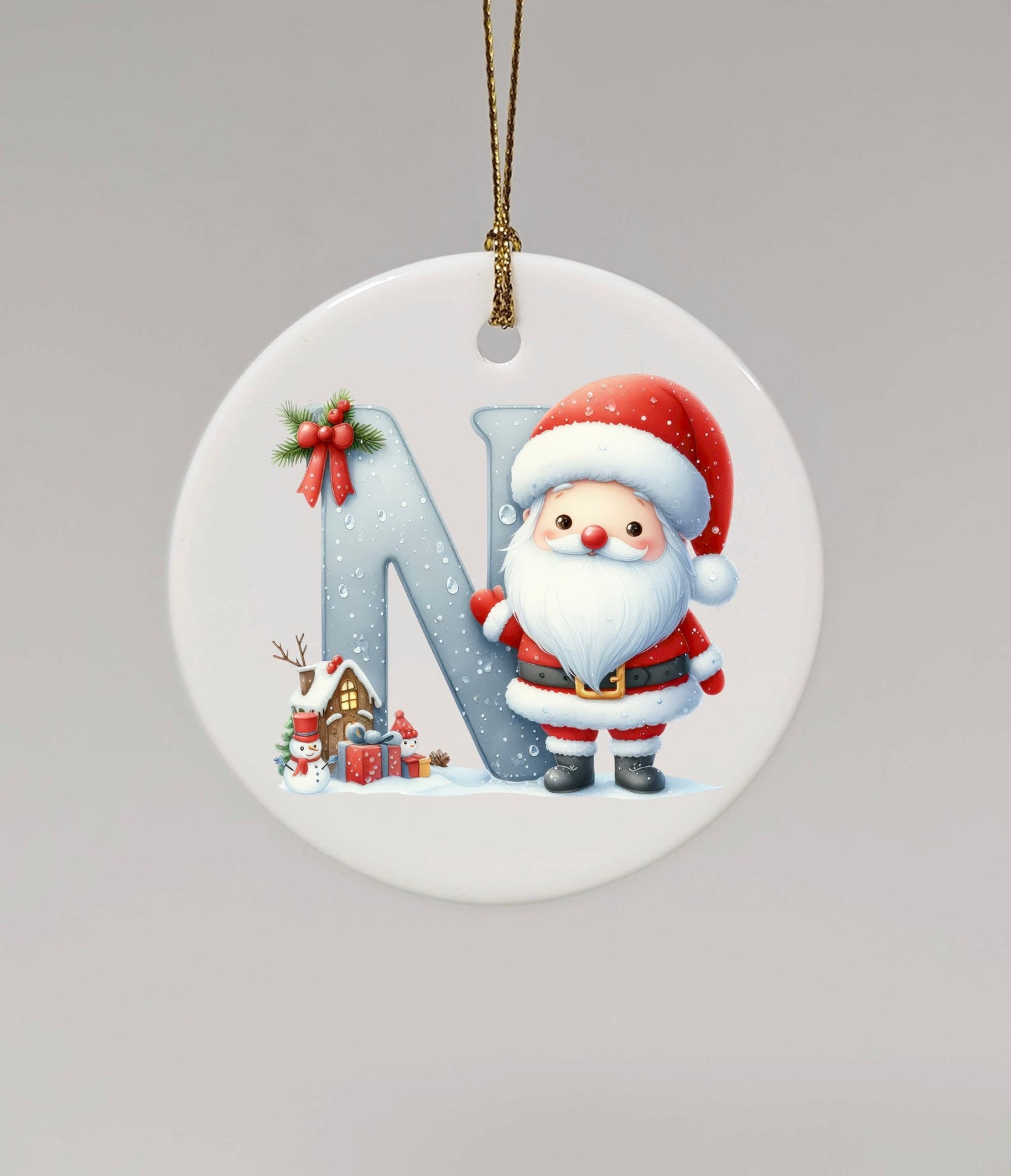 CHRISTMAS LETTER CERAMIC TREE ORNAMENT