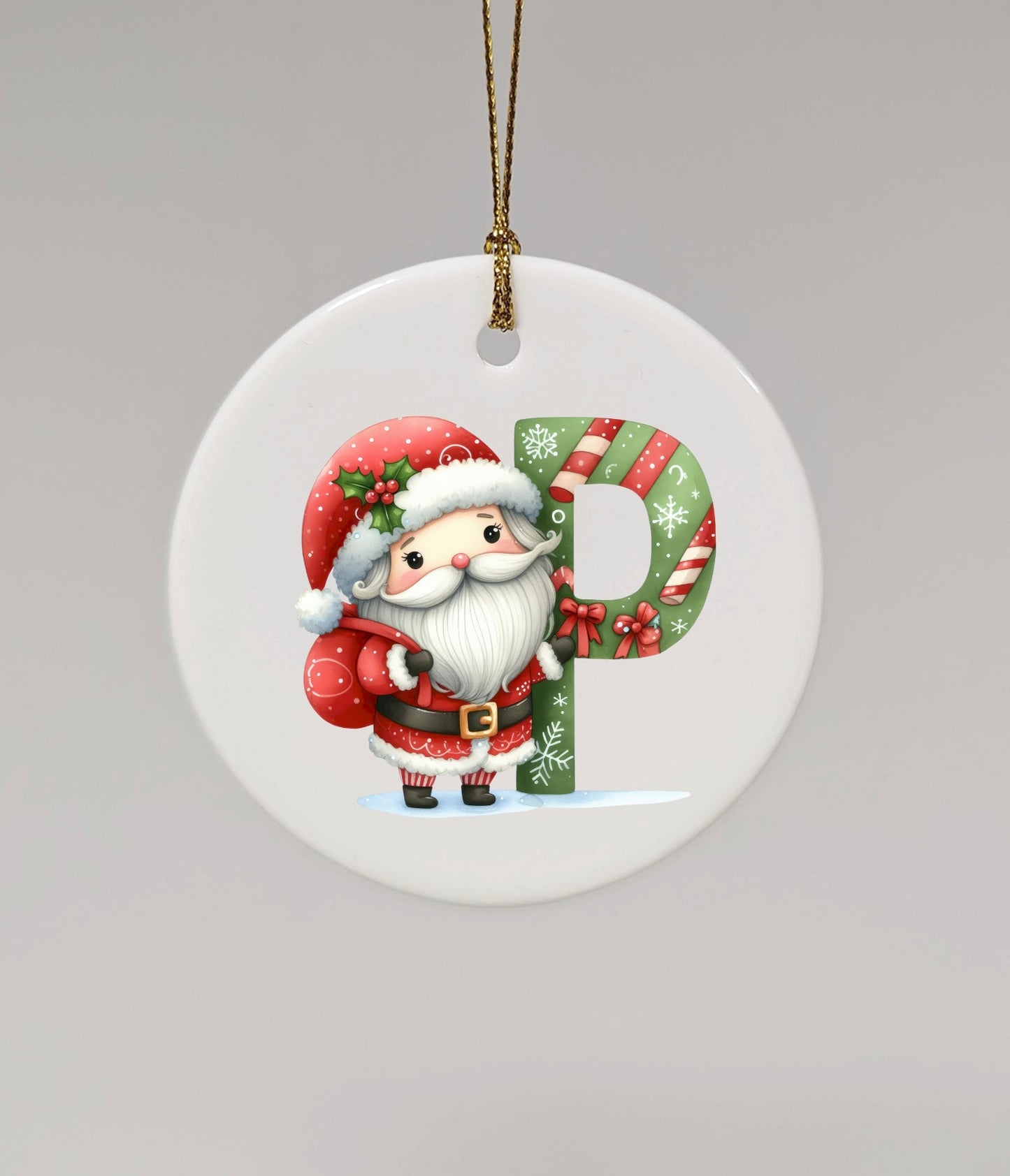 CHRISTMAS LETTER CERAMIC TREE ORNAMENT