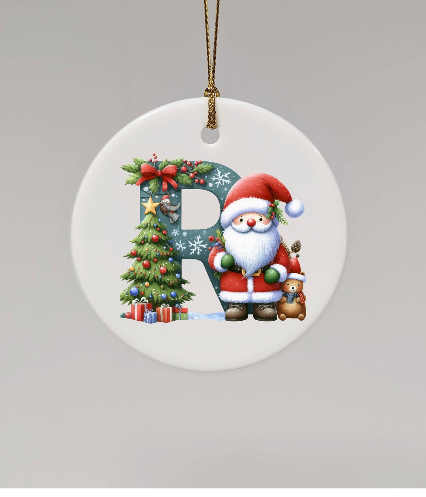 CHRISTMAS LETTER CERAMIC TREE ORNAMENT