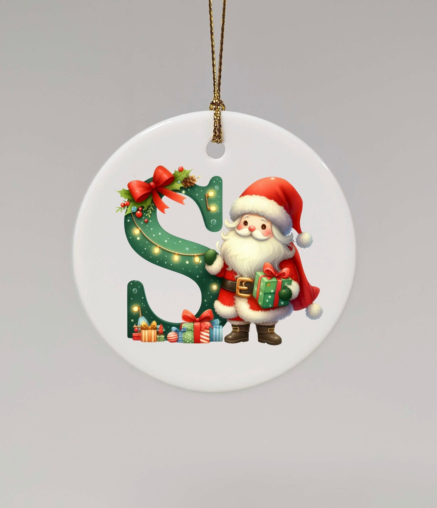 CHRISTMAS LETTER CERAMIC TREE ORNAMENT