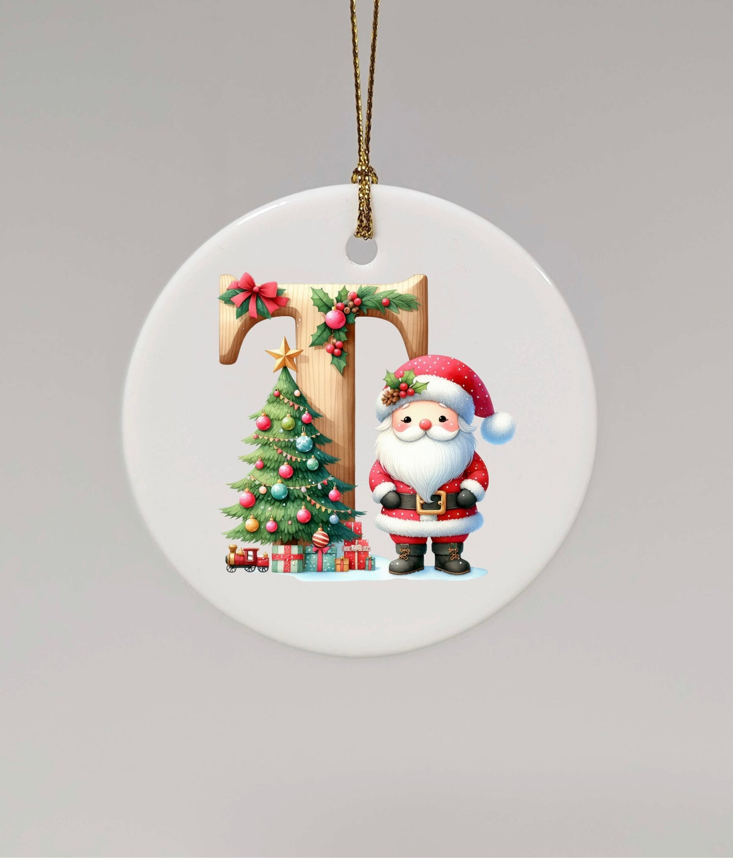 CHRISTMAS LETTER CERAMIC TREE ORNAMENT
