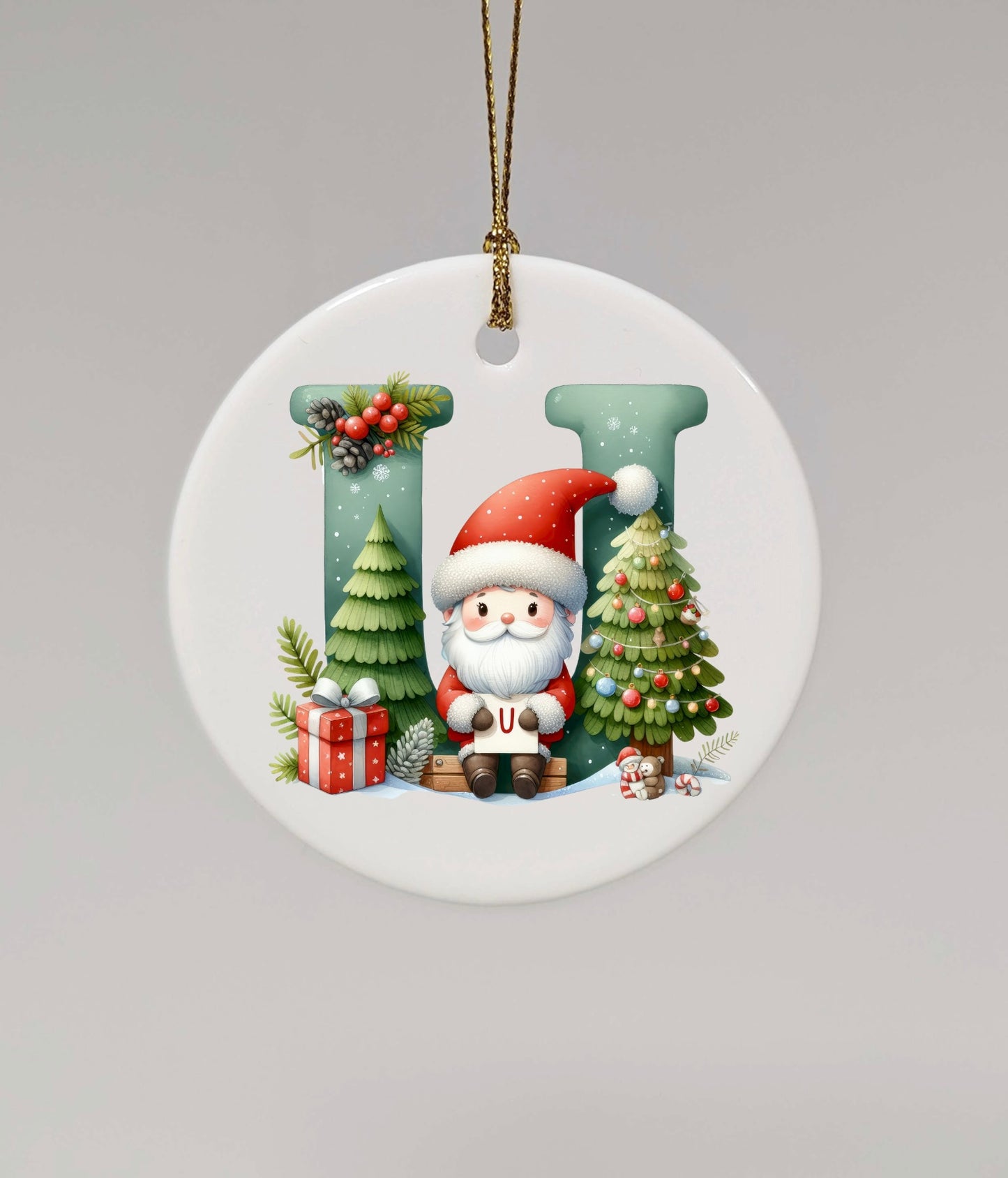 CHRISTMAS LETTER CERAMIC TREE ORNAMENT
