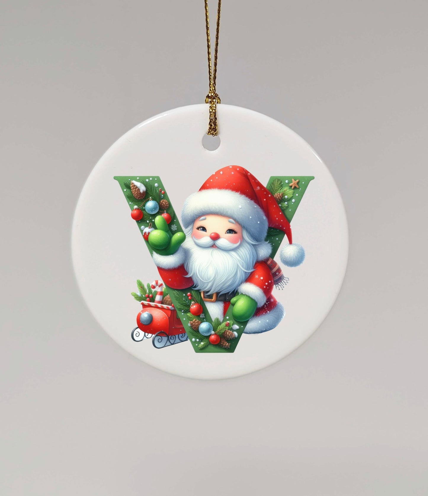 CHRISTMAS LETTER CERAMIC TREE ORNAMENT