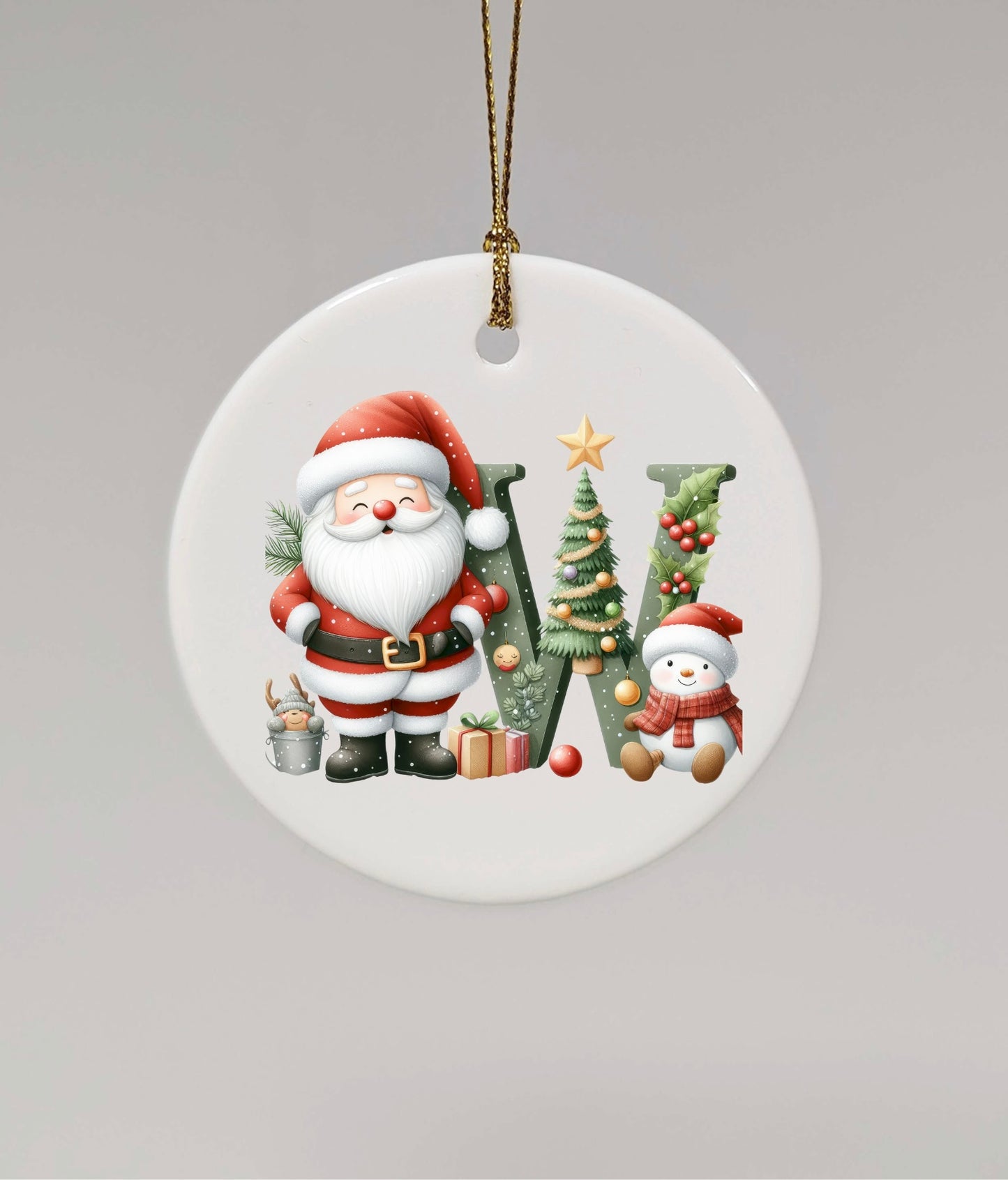CHRISTMAS LETTER CERAMIC TREE ORNAMENT