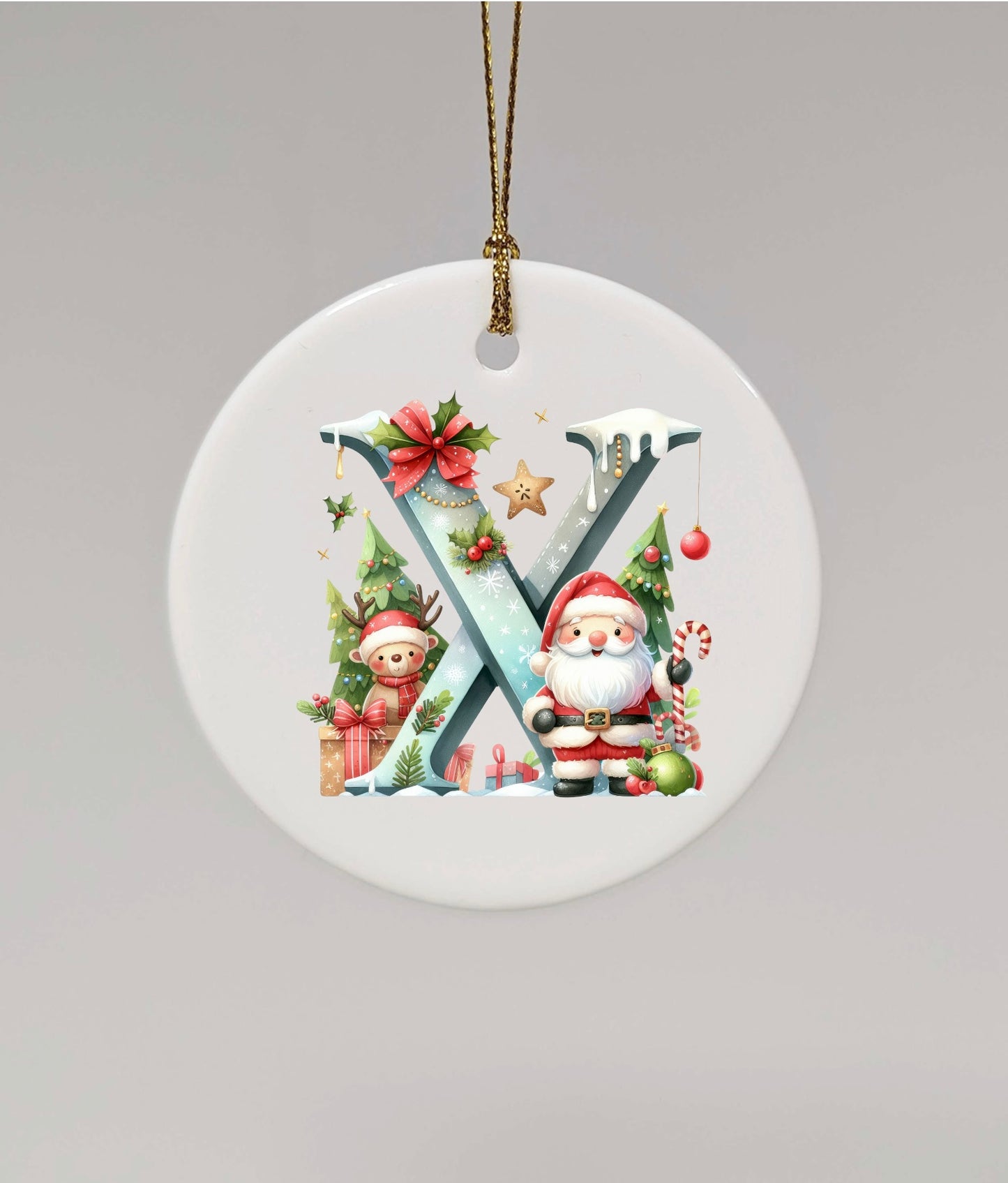 CHRISTMAS LETTER CERAMIC TREE ORNAMENT