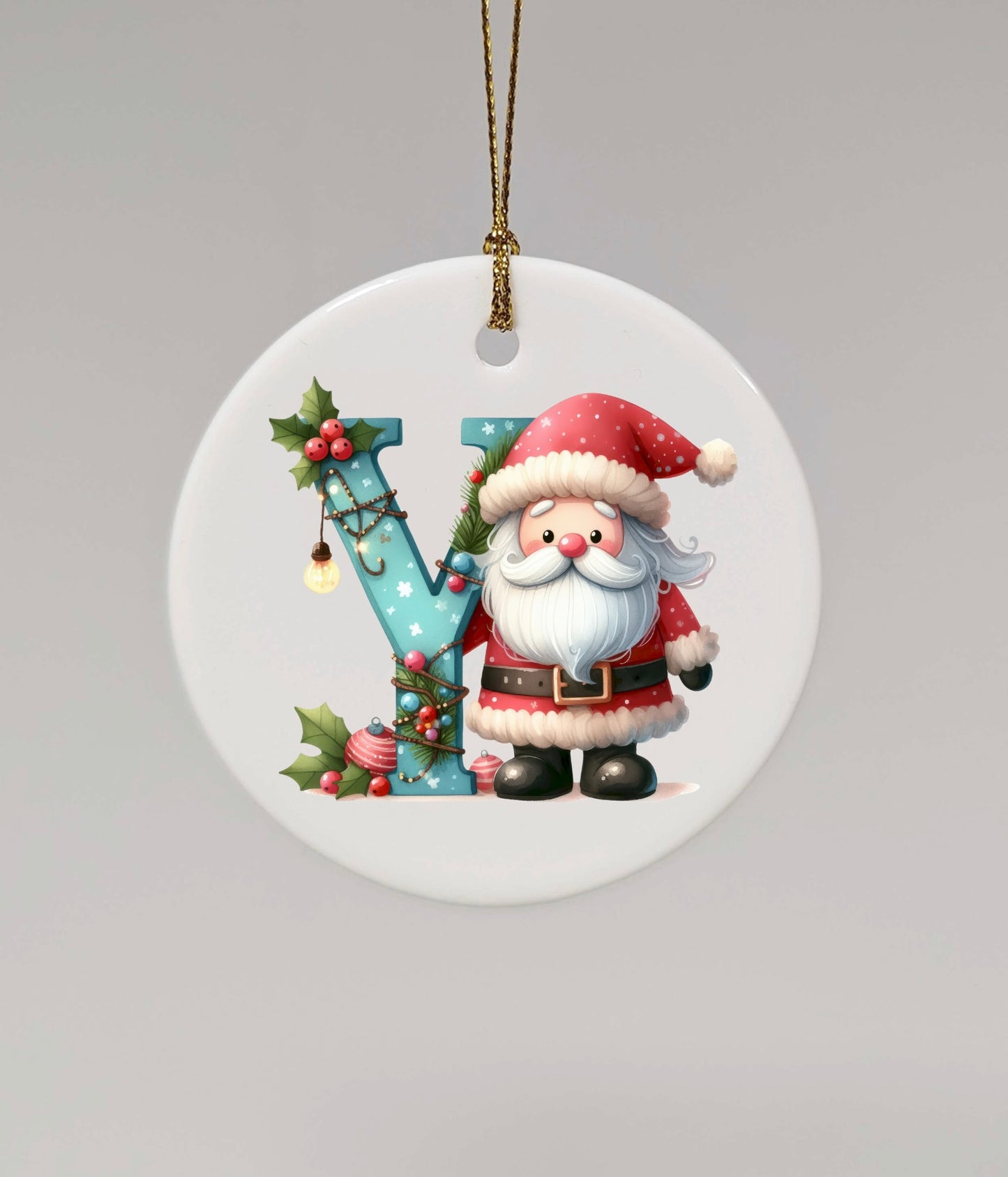 CHRISTMAS LETTER CERAMIC TREE ORNAMENT