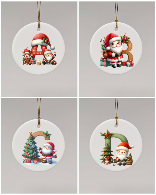 CHRISTMAS LETTER CERAMIC TREE ORNAMENT