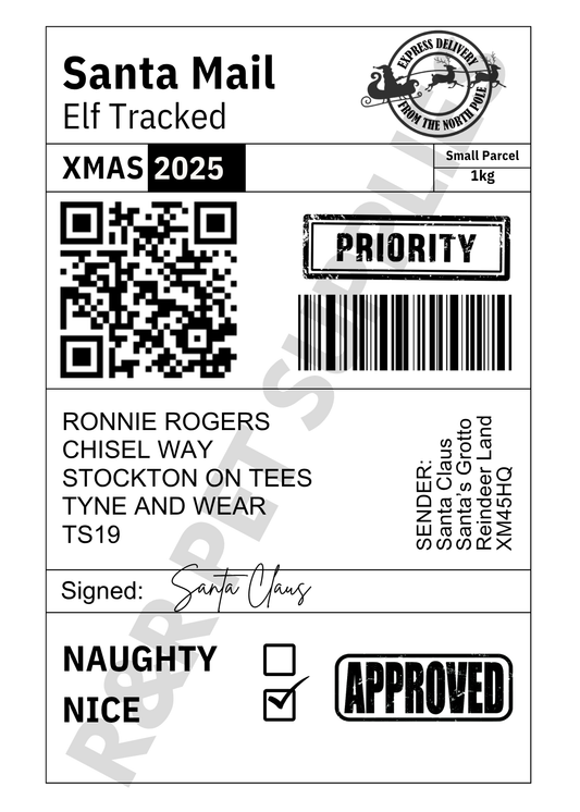 SANTA MAIL SHIPPING LABEL