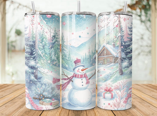 Pink Snowman 20oz Tumbler