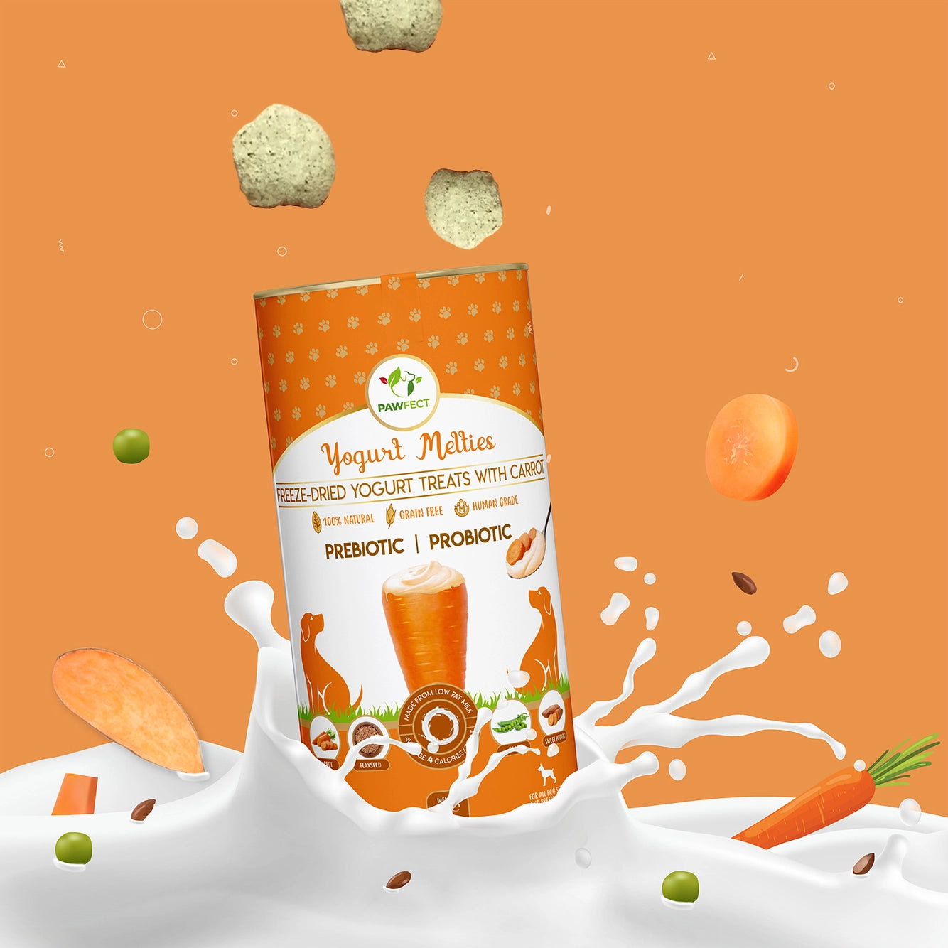 Yogurt Melties With Carrot, Flaxseed, Peas & Sweet Potato For Dogs