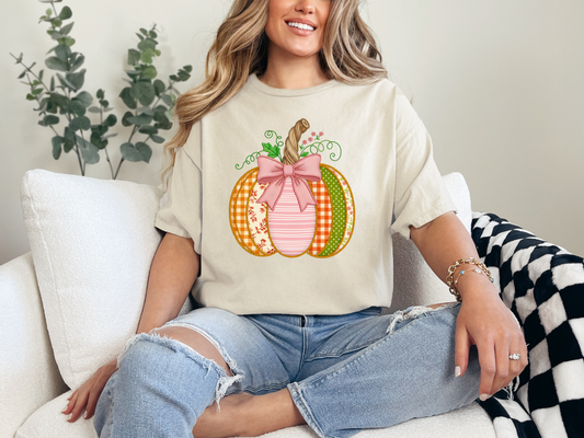 Pre Order - Faux Embroidery Style Pumpkin  T-shirt