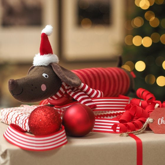 Zoon Festive Frankie Sausage Dog PlayPal Dog Toy (SMALL)